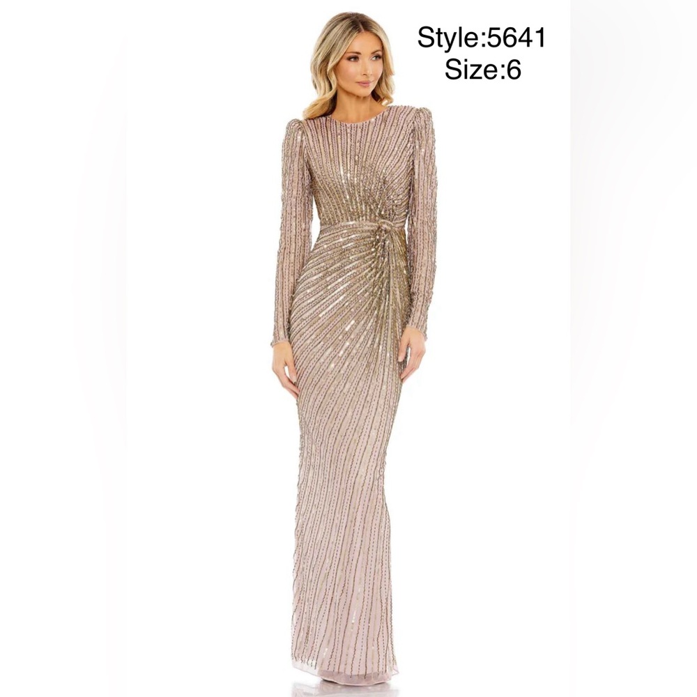 Embellished puff sleeve side knot gown